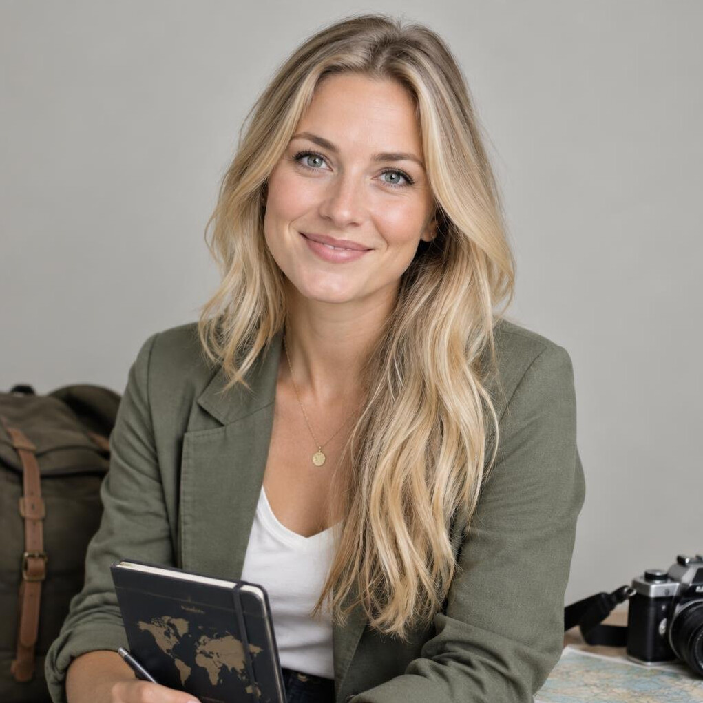 Studio portrait of a European woman travel writer