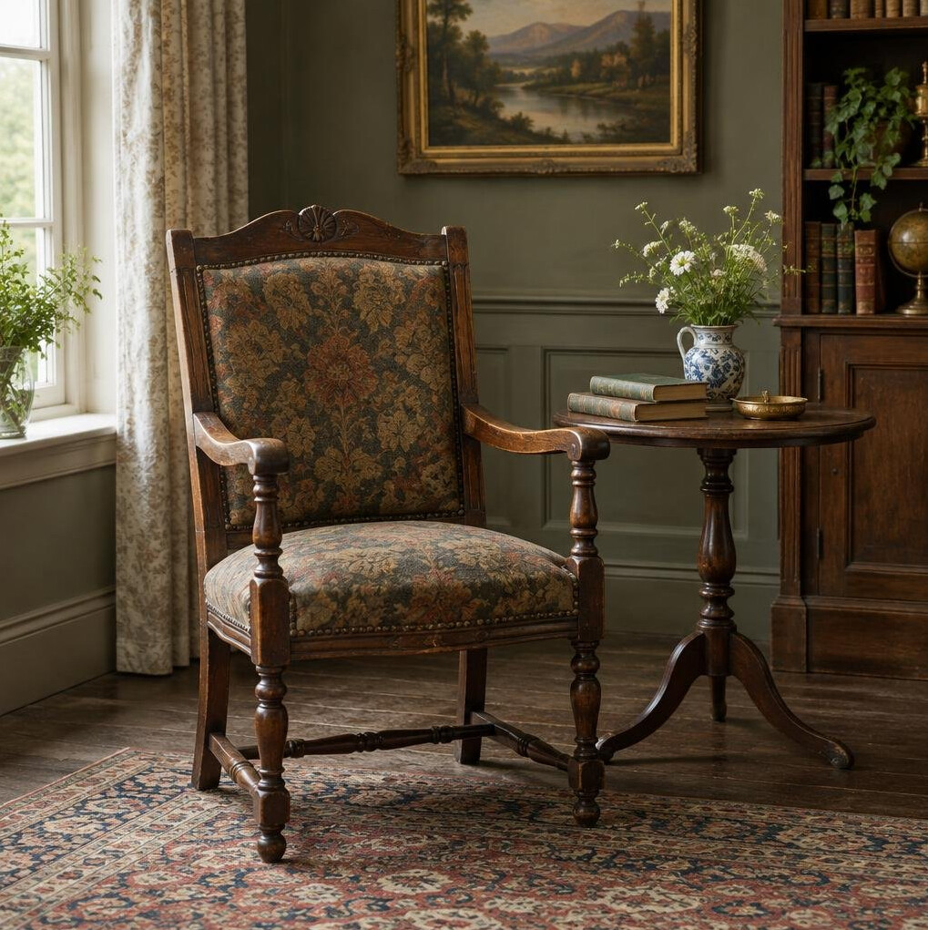 Antique wooden furniture in a vintage interior